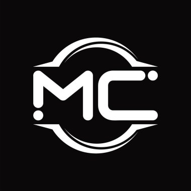 MC Logo monogram with circle rounded slice shape blackground design template