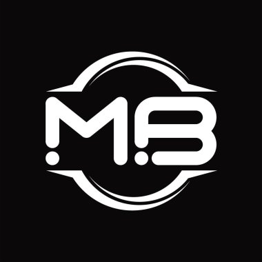 MB Logo monogram with circle rounded slice shape blackground design template