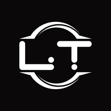 LT Logo monogram with circle rounded slice shape blackground design template