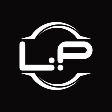 LP Logo monogram with circle rounded slice shape blackground design template