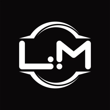 LM Logo monogram with circle rounded slice shape blackground design template