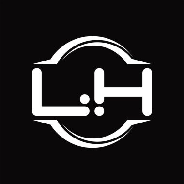 LH Logo monogram with circle rounded slice shape blackground design template