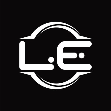 LE Logo monogram with circle rounded slice shape blackground design template