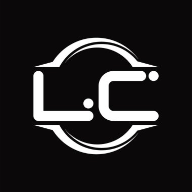 LC Logo monogram with circle rounded slice shape blackground design template