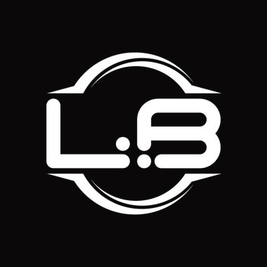 LB Logo monogram with circle rounded slice shape blackground design template