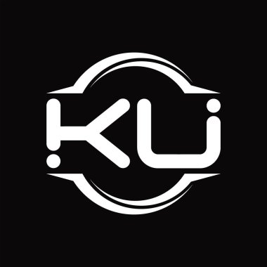 KU Logo monogram with circle rounded slice shape blackground design template