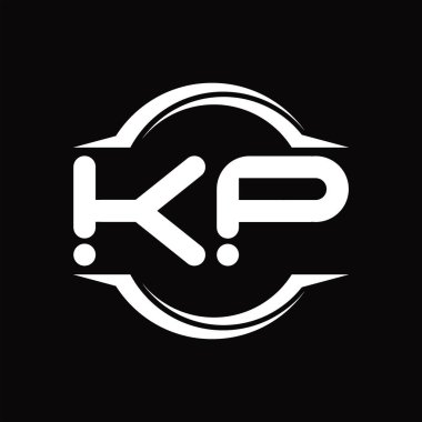 KP Logo monogram with circle rounded slice shape blackground design template