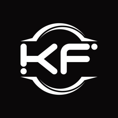 KF Logo monogram with circle rounded slice shape blackground design template