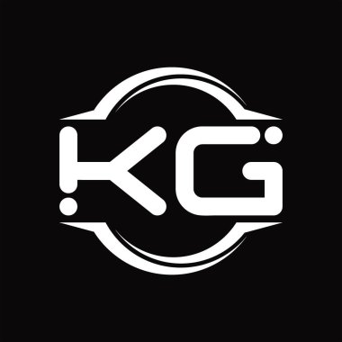 KG Logo monogram with circle rounded slice shape blackground design template