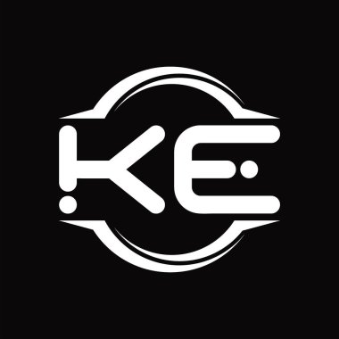 KE Logo monogram with circle rounded slice shape blackground design template