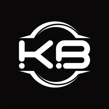KB Logo monogram with circle rounded slice shape blackground design template