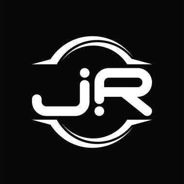 JR Logo monogram with circle rounded slice shape blackground design template