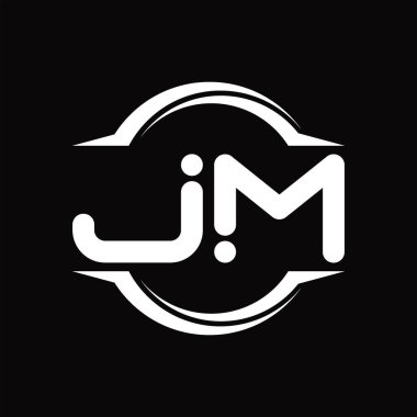 JM Logo monogram with circle rounded slice shape blackground design template