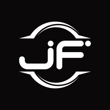 JF Logo monogram with circle rounded slice shape blackground design template