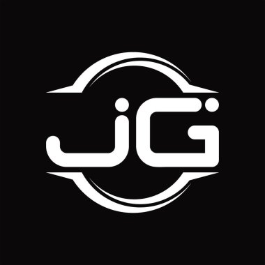 JG Logo monogram with circle rounded slice shape blackground design template