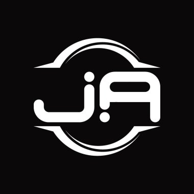 JA Logo monogram with circle rounded slice shape blackground design template