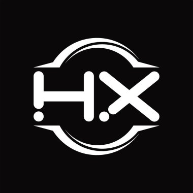 HX Logo monogram with circle rounded slice shape blackground design template