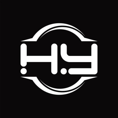 HY Logo monogram with circle rounded slice shape blackground design template