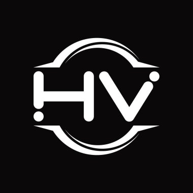 HV Logo monogram with circle rounded slice shape blackground design template