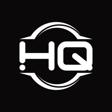 HQ Logo monogram with circle rounded slice shape blackground design template