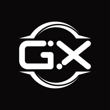 GX Logo monogram with circle rounded slice shape blackground design template