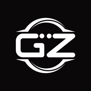 GZ Logo monogram with circle rounded slice shape blackground design template