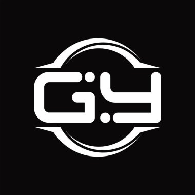 GY Logo monogram with circle rounded slice shape blackground design template