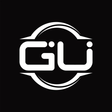 GU Logo monogram with circle rounded slice shape blackground design template