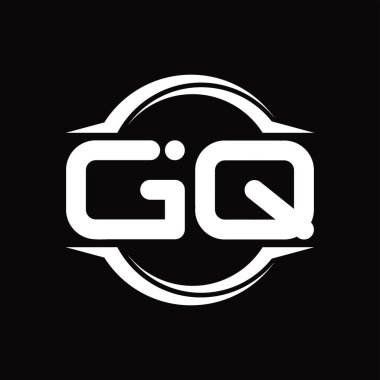 GQ Logo monogram with circle rounded slice shape blackground design template