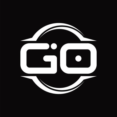 GO Logo monogram with circle rounded slice shape blackground design template