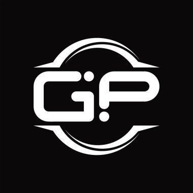 GP Logo monogram with circle rounded slice shape blackground design template