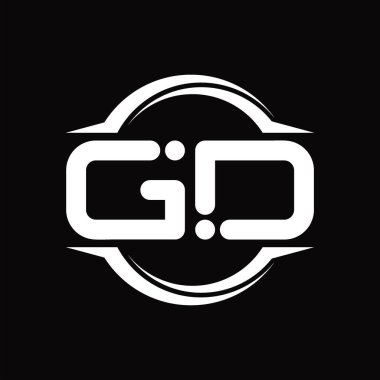 GD Logo monogram with circle rounded slice shape blackground design template