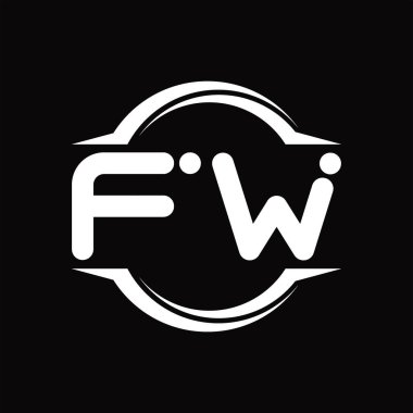 FW Logo monogram with circle rounded slice shape blackground design template