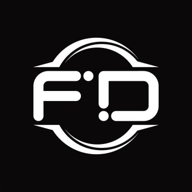 FD Logo monogram with circle rounded slice shape blackground design template