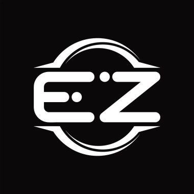 EZ Logo monogram with circle rounded slice shape blackground design template