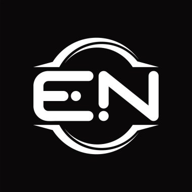 EN Logo monogram with circle rounded slice shape blackground design template