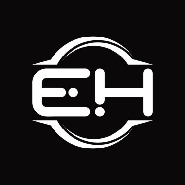 EH Logo monogram with circle rounded slice shape blackground design template