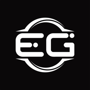 EG Logo monogram with circle rounded slice shape blackground design template