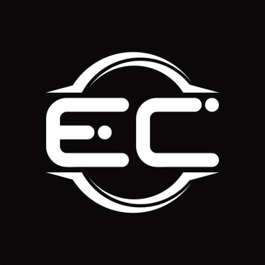 EC Logo monogram with circle rounded slice shape blackground design template