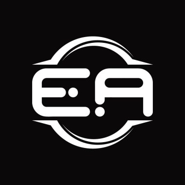 EA Logo monogram with circle rounded slice shape blackground design template