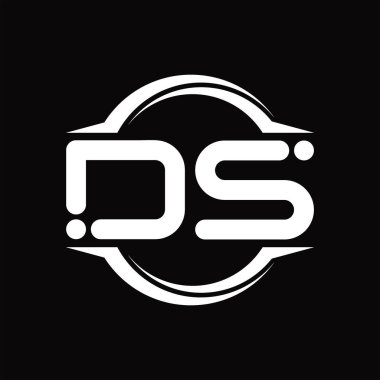 DS Logo monogram with circle rounded slice shape blackground design template