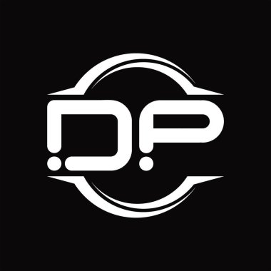 DP Logo monogram with circle rounded slice shape blackground design template