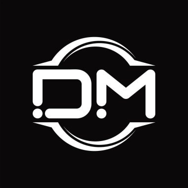 DM Logo monogram with circle rounded slice shape blackground design template