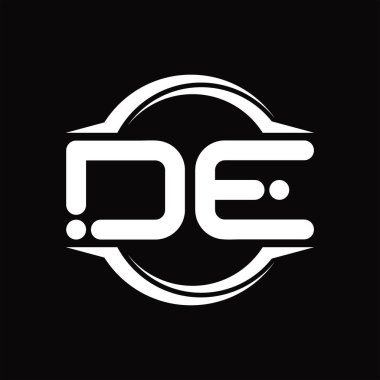 DE Logo monogram with circle rounded slice shape blackground design template