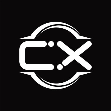 CX Logo monogram with circle rounded slice shape blackground design template