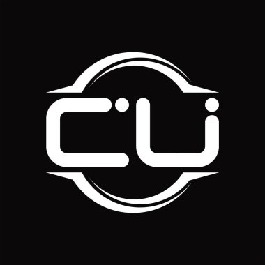 CU Logo monogram with circle rounded slice shape blackground design template