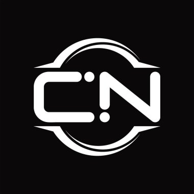 CN Logo monogram with circle rounded slice shape blackground design template