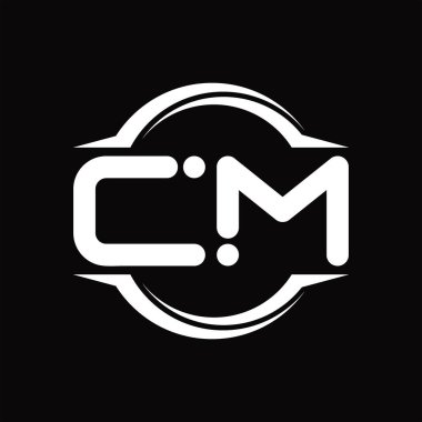 CM Logo monogram with circle rounded slice shape blackground design template