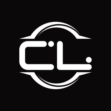 CL Logo monogram with circle rounded slice shape blackground design template