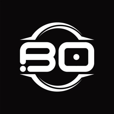 BO Logo monogram with circle rounded slice shape blackground design template